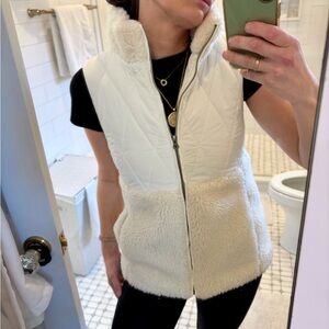 Dylan Los Angeles Cream sherpa quilted vest cozy fleece zip up XS